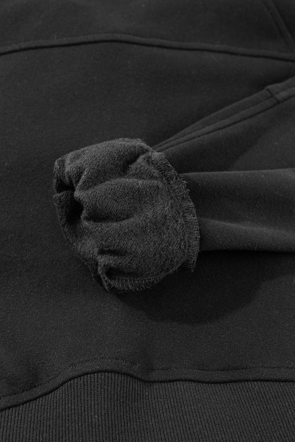 Brown Fleece Lined Zip Up Stand Collar Thumbhole Sleeve Sweatshirt eAura
