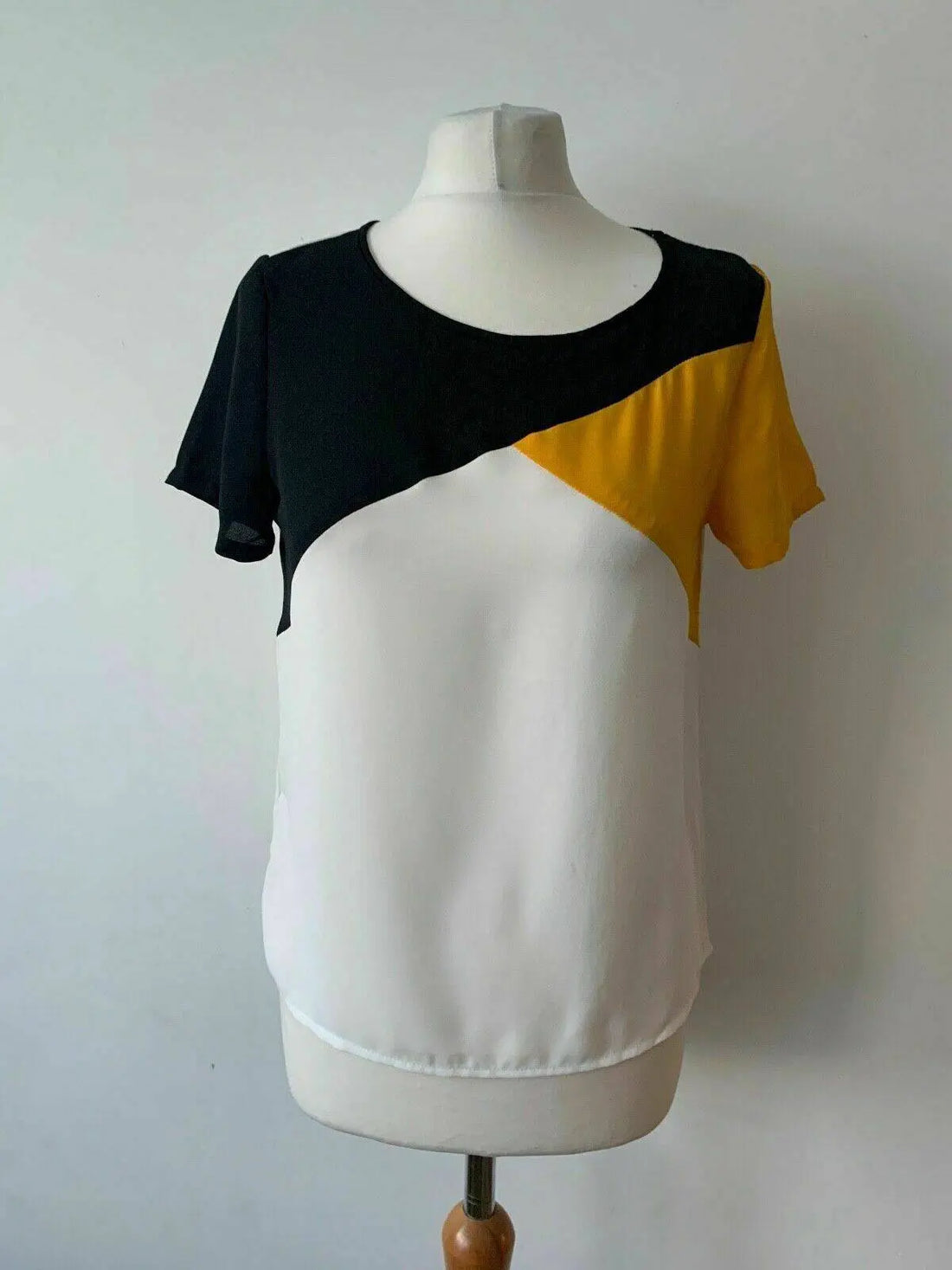 SHEIN Cut And Sew Panel Block Colour Chiffon Top Size S 8 - Beagle Boutique Fashion Outlet