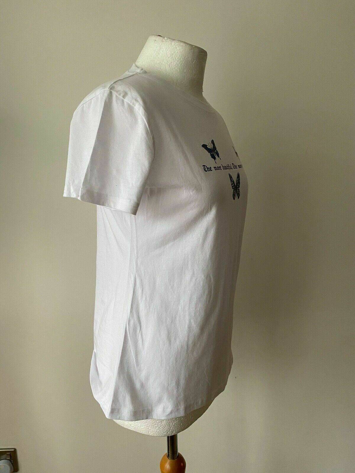 SHEIN White Butterfly & Slogan Graphic Tee Size L 12 - 14 T-Shirt - Beagle Boutique Fashion Outlet