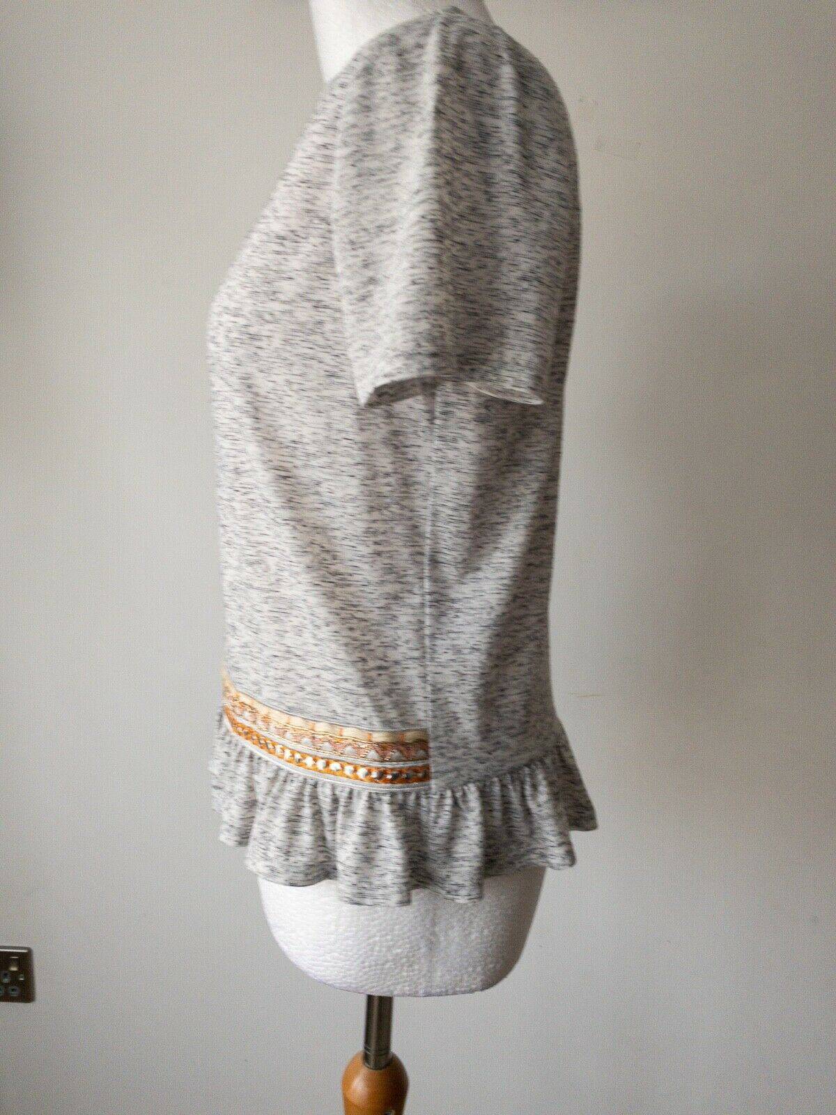Styletex Grey Top Size 10 Metallic Embroidered - Beagle Boutique Fashion Outlet