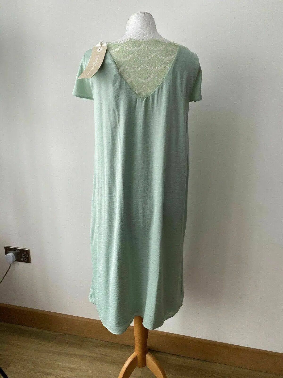 Tom Tailor Satin Type Lace Detail Dress Size M 12 Light Green - BB Fashion Outlet