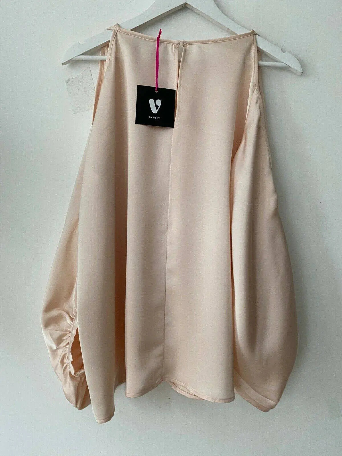 Very Cold Shoulder Slit Sleeves Satin Type Blouse Size 10 - Beagle Boutique Fashion Outlet