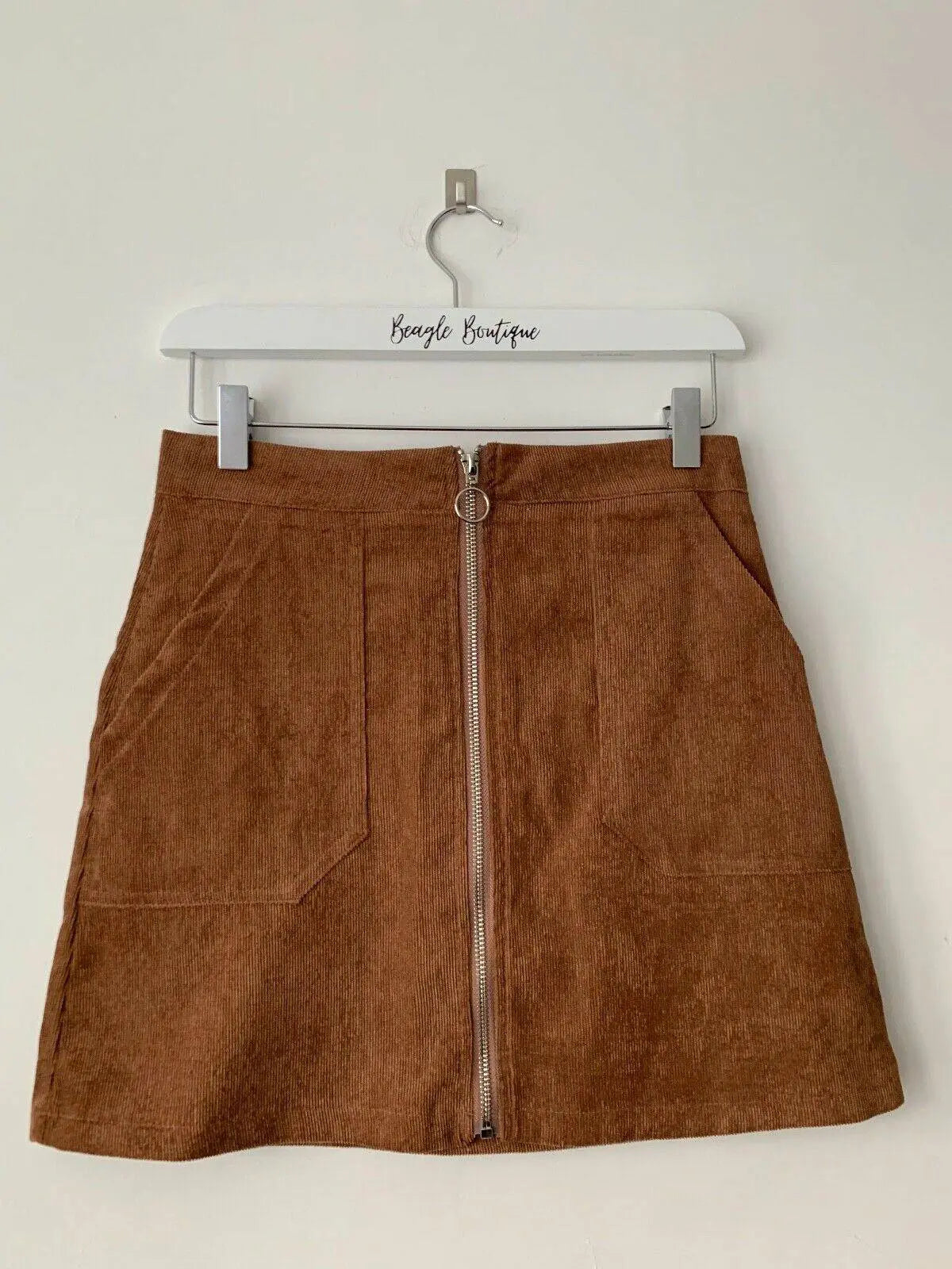 SHEIN O-ring Zip Front Corduroy Mini Skirt Available in 3 Colours Sizes: S & M - BB Fashion Outlet