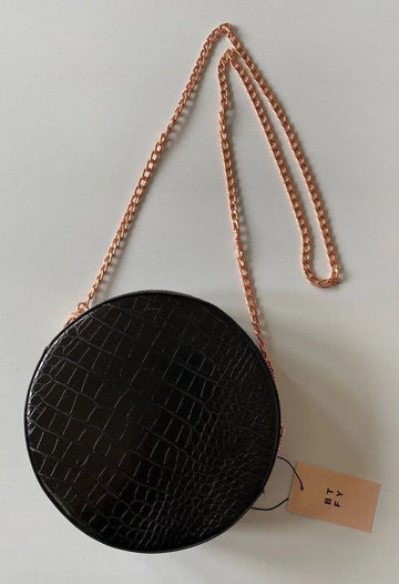 BTFY Mock Croc Round Crossbag Black or Blush Handbag - BB Fashion Outlet