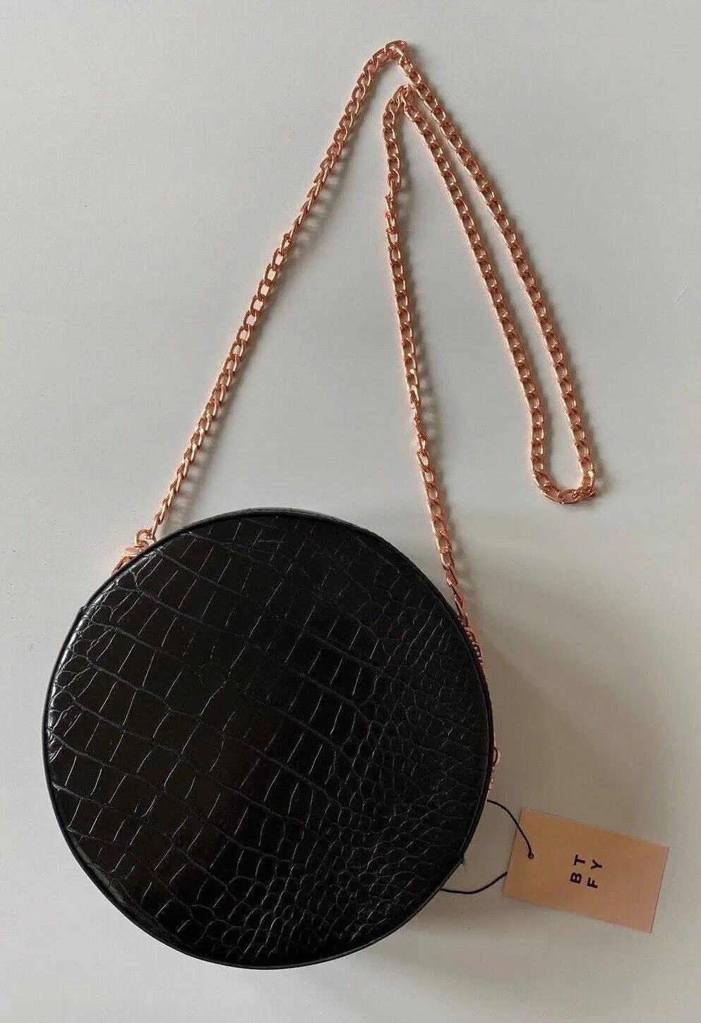 BTFY Mock Croc Round Crossbag Black or Blush Handbag - BB Fashion Outlet