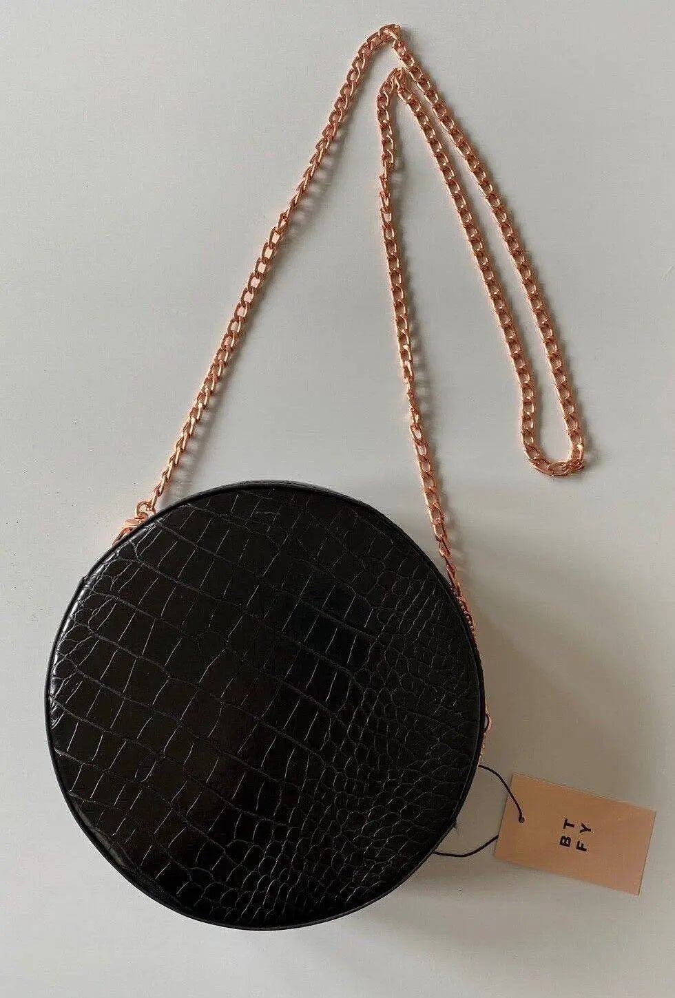 BTFY Mock Croc Round Crossbag Black or Blush Handbag - BB Fashion Outlet