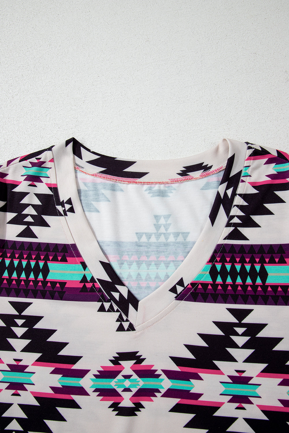 Beige Western Aztec Printed Long T-shirt Dress eAura