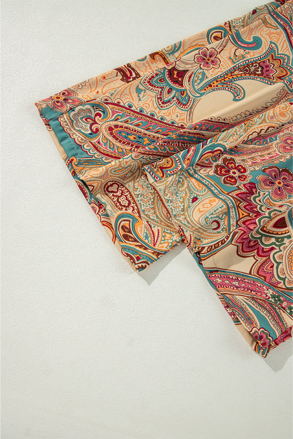 Red Paisley Printed Spaghetti Straps Elegant Wide Leg Jumpsuit eAura