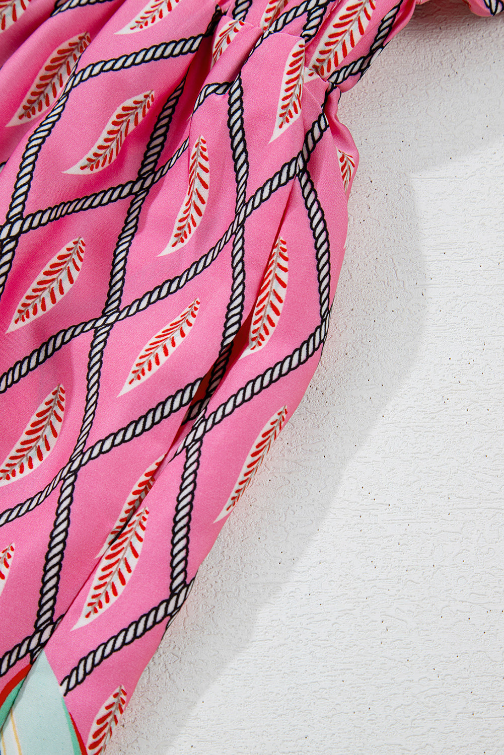 Pink Paisley Geometric Print V Neck High Waist Romper eAura