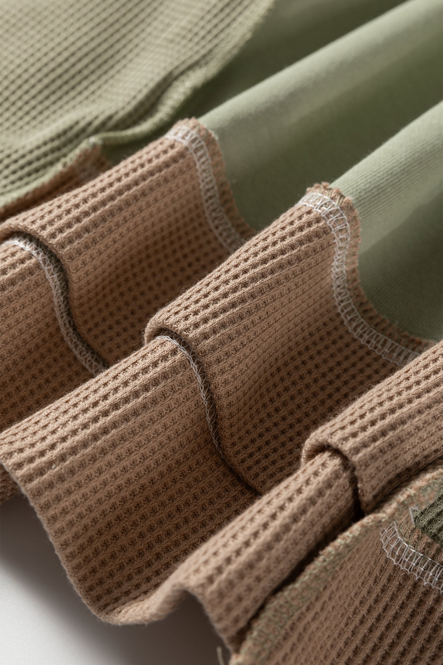 Mix Texture Waffle Patchwork Oversize Sweatshirt - eAura