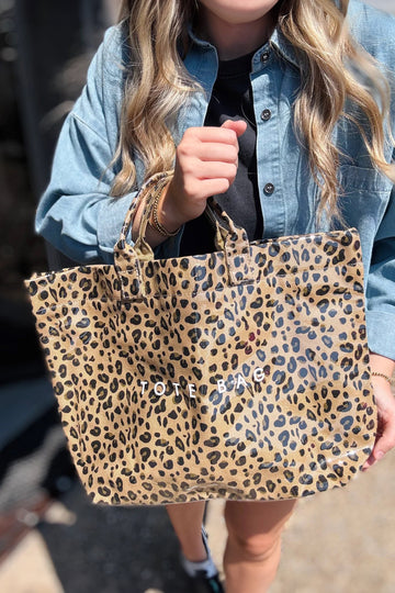 Leopard Print PU Leather Waterproof Tote Bag