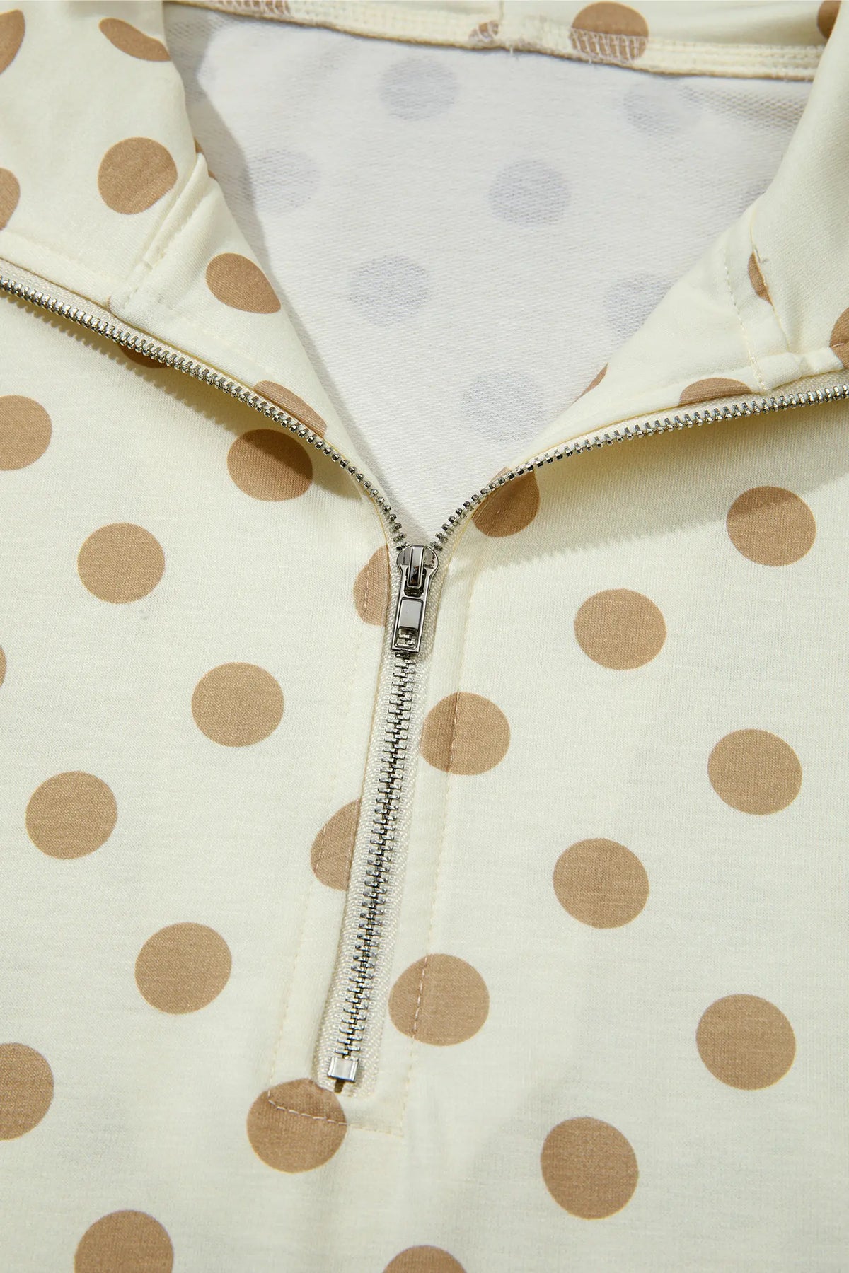 Polka Dot Hooded Long Sleeve Top Casual Mini Skort Set – Khaki