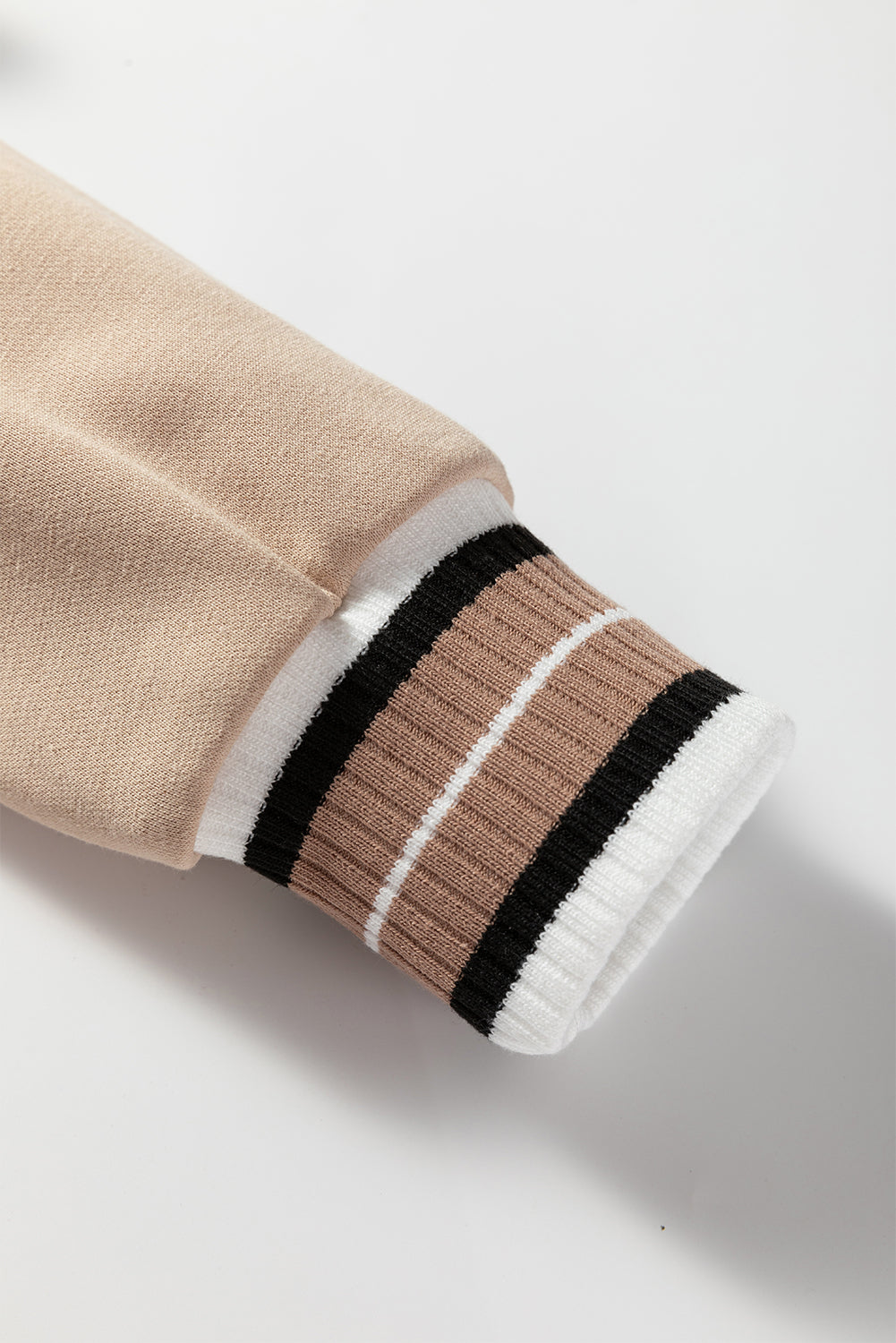 Varsity Contrast Striped Trim V-Neck Sweatshirt - eAura