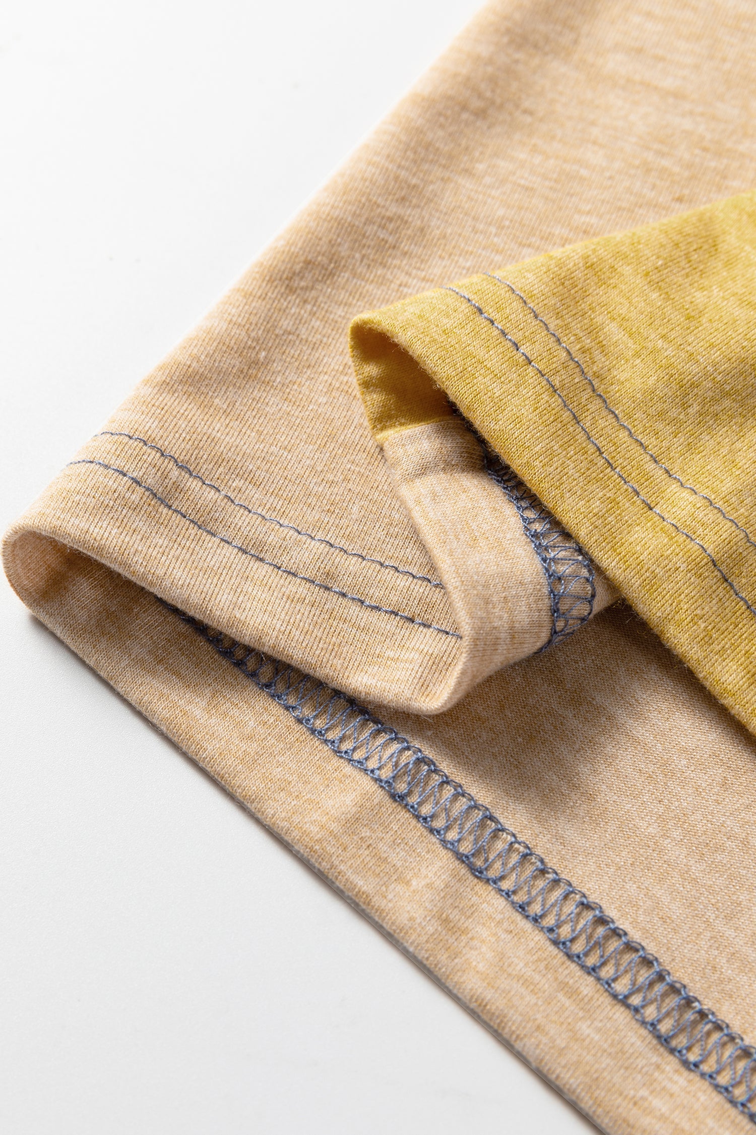 Exposed Stitching Colour-block V-Neck Long Sleeve Top - eAura