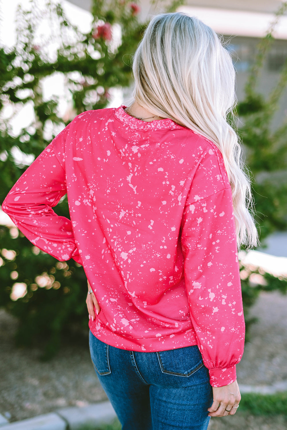 Rose Tie Dye Long Sleeve Pullover Sweatshirt eAura