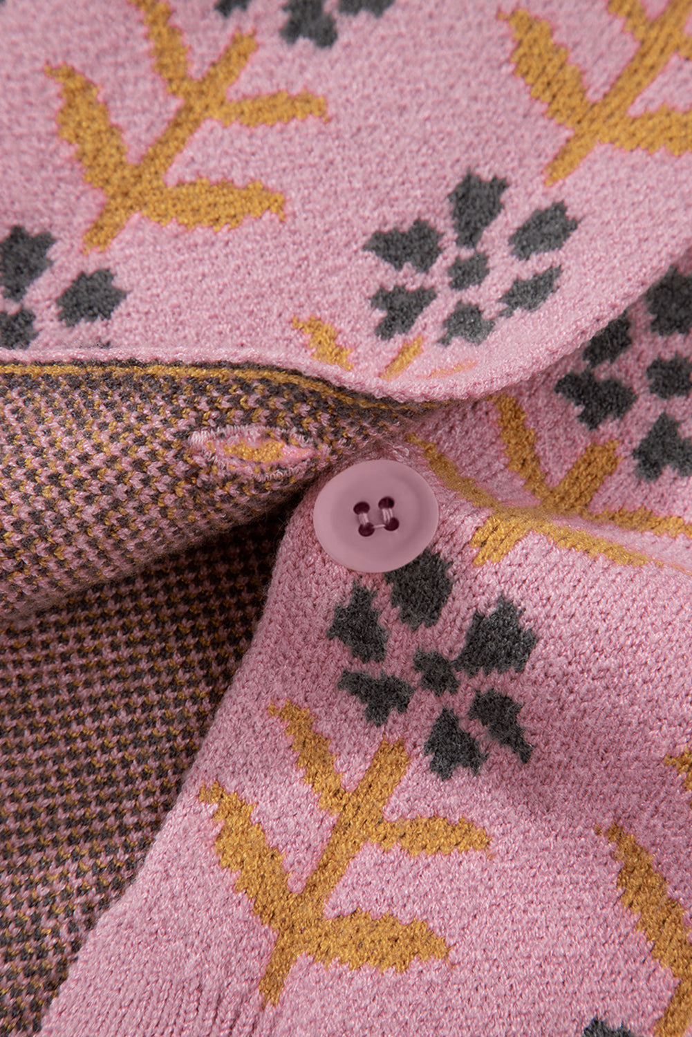 Pink Floral Button Down Ribbed Banded Cardigan Sweater Dear-Lover Dropshipping
