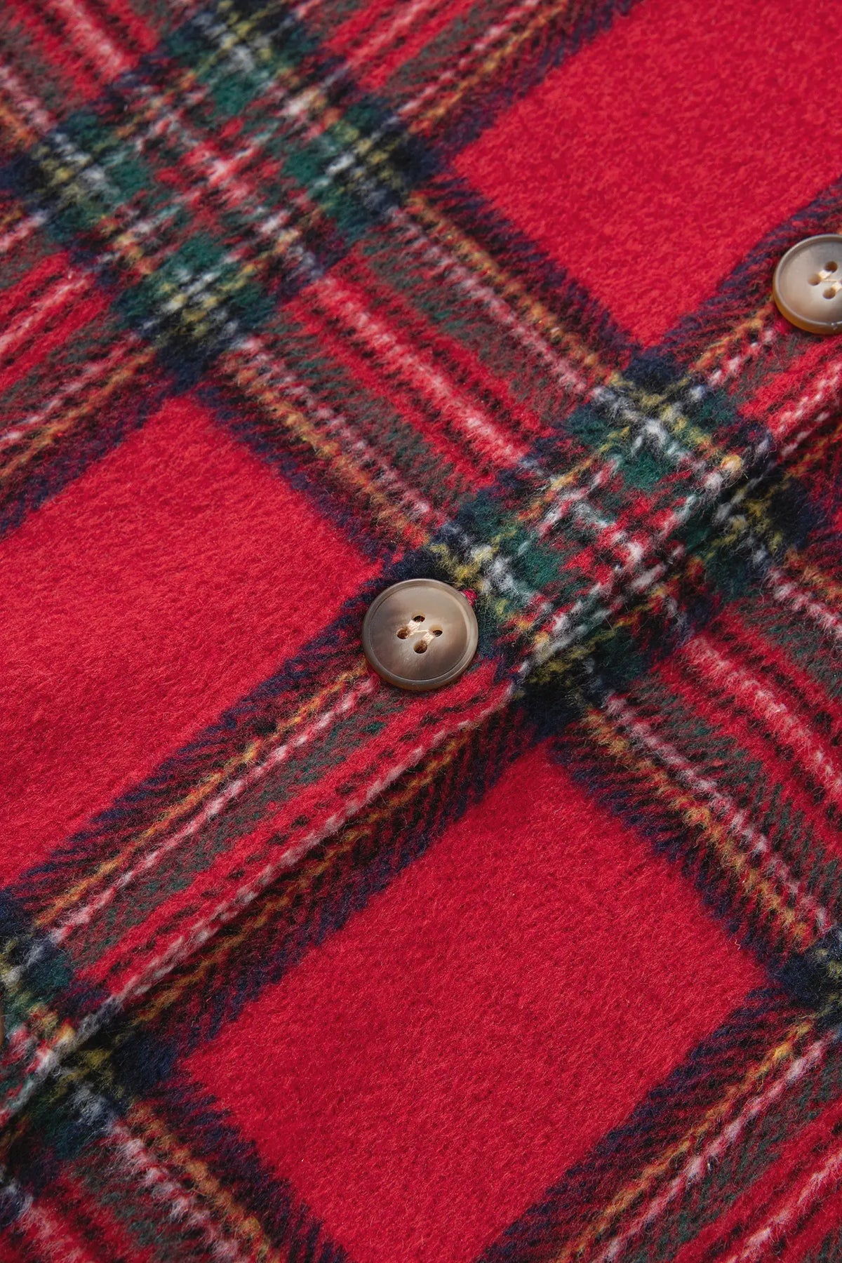 Plaid Button Front Shacket – Red