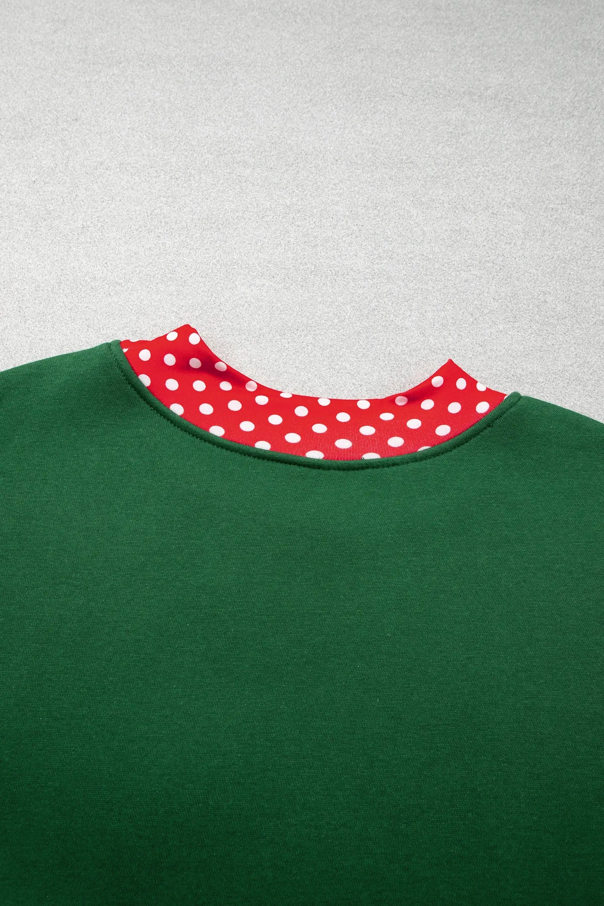 Polka Dot Patchwork Round Neck Plus Size Sweatshirt – Racing Red