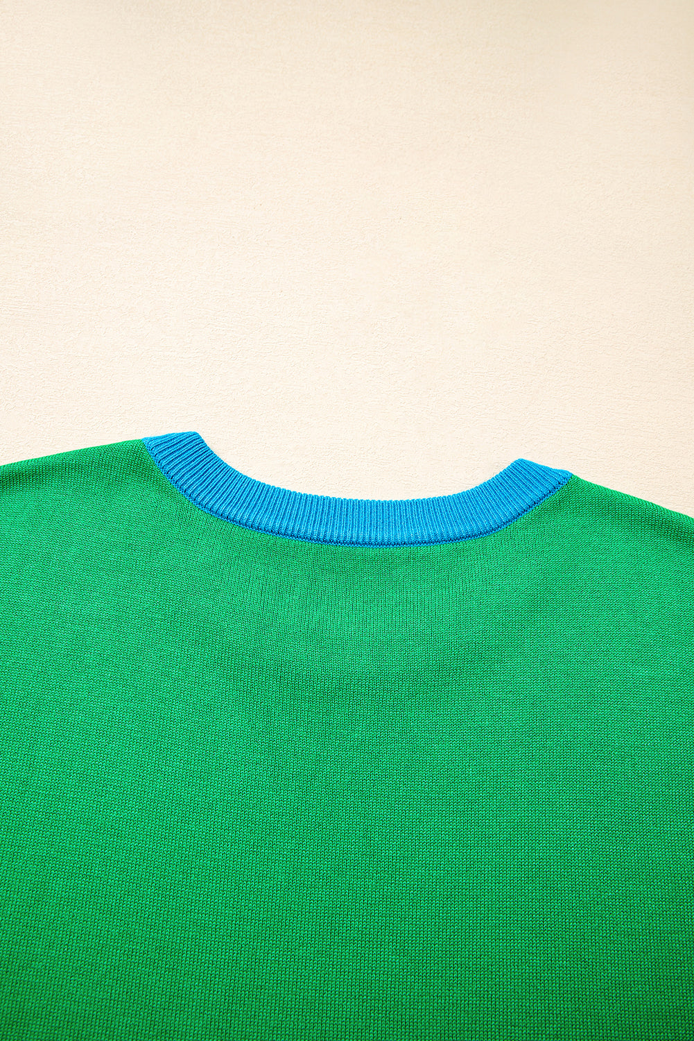 Contrast Trim Round Neck Short Sleeve Loose Knit Sweater eAura