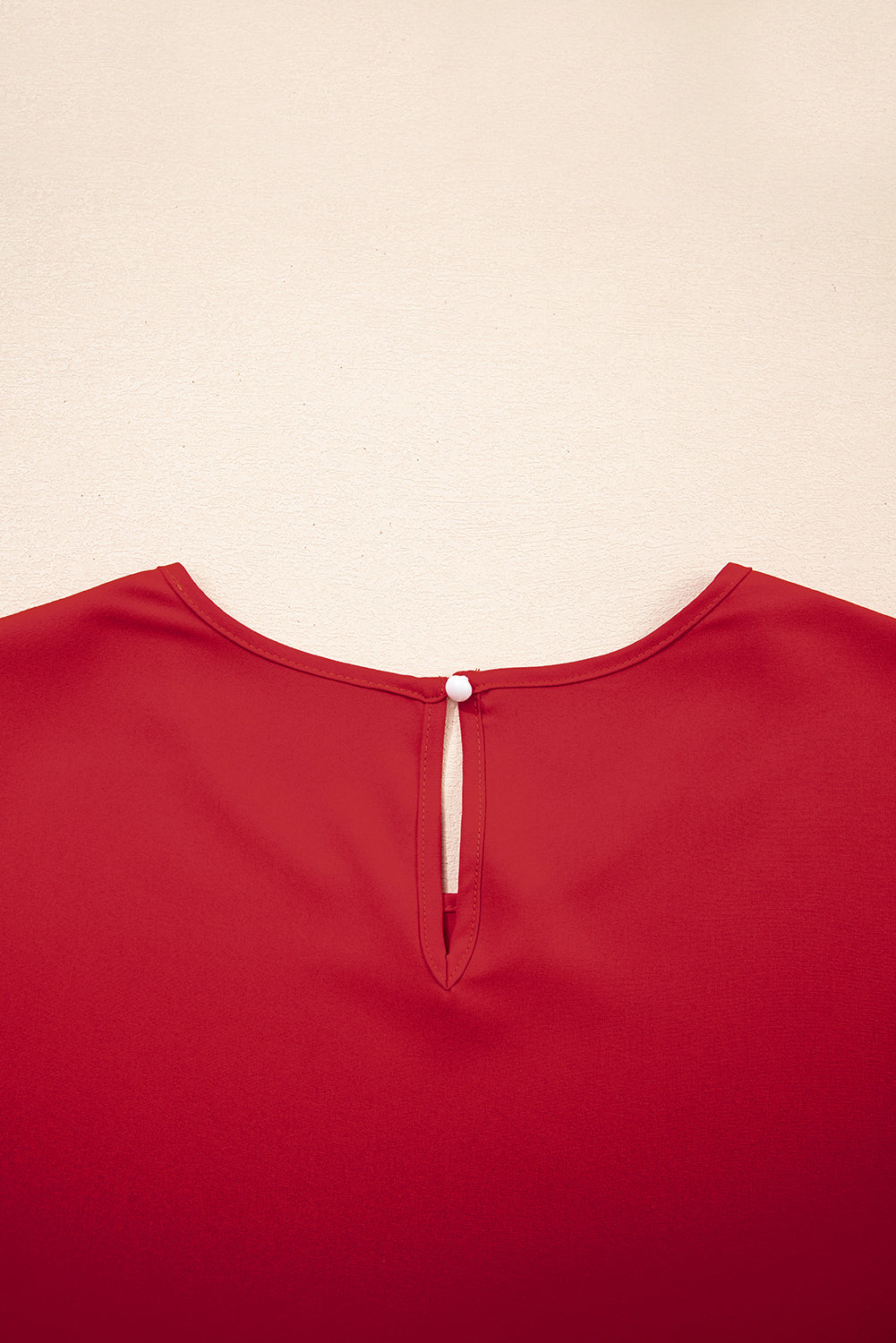 Ruffle Trimmed 3/4 Sleeve Round Neck Blouse eAura