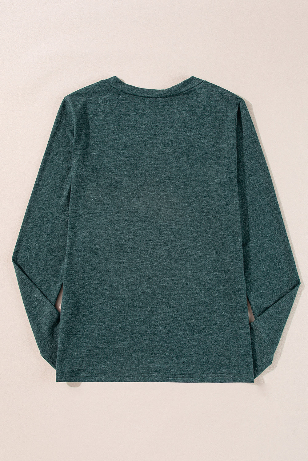 Mist Green Solid Colour Long Sleeve V Neck Top eAura