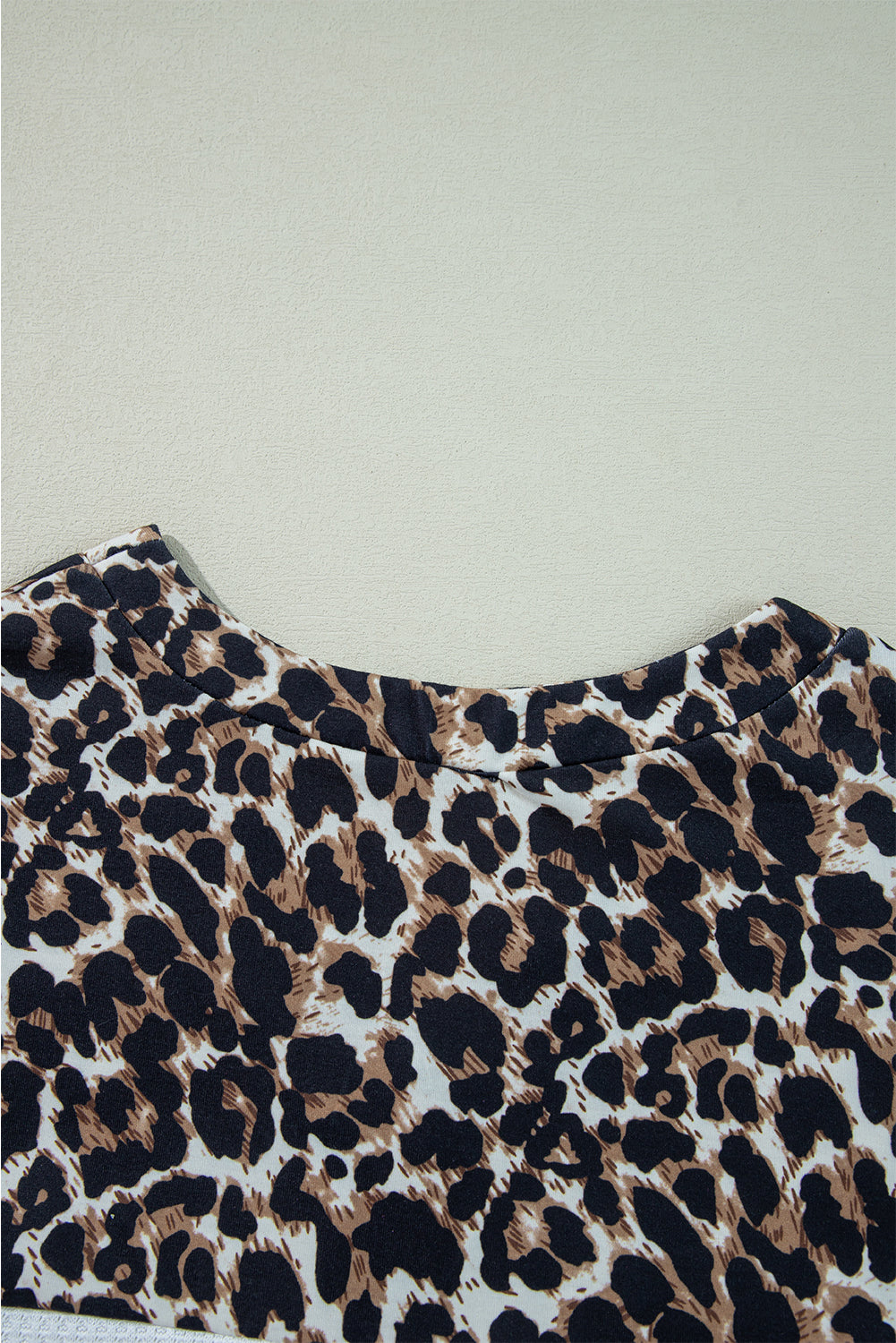 White Leopard Waffle Knit Patchwork Button V Neck Top - eAura