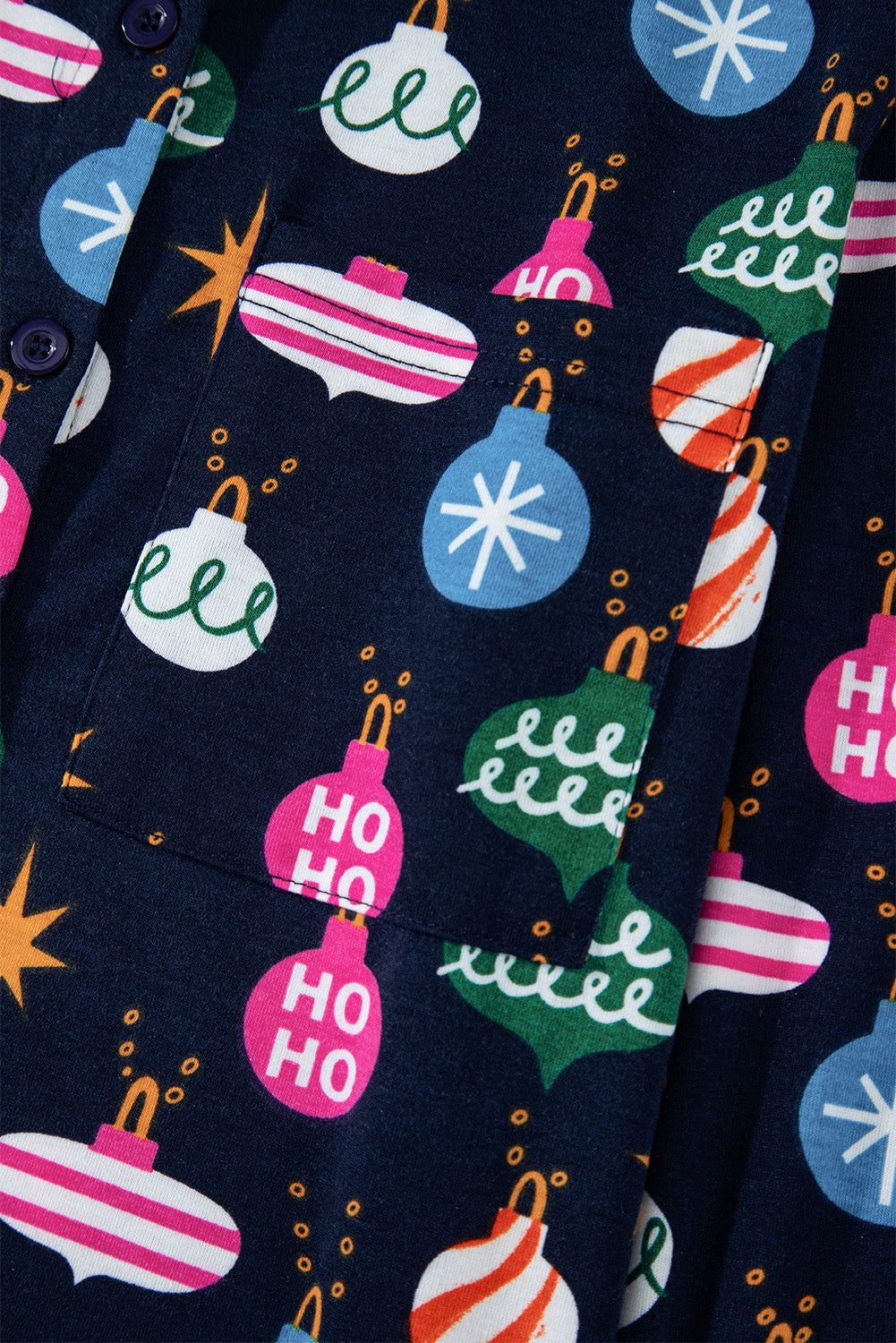 Navy Christmas Lights Print Shirt Pyjama Set eAura