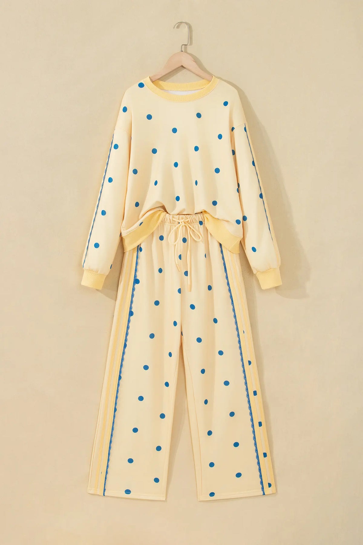 Co-ord set Long Sleeve Top and Wide-Leg Trousers with Patchwork