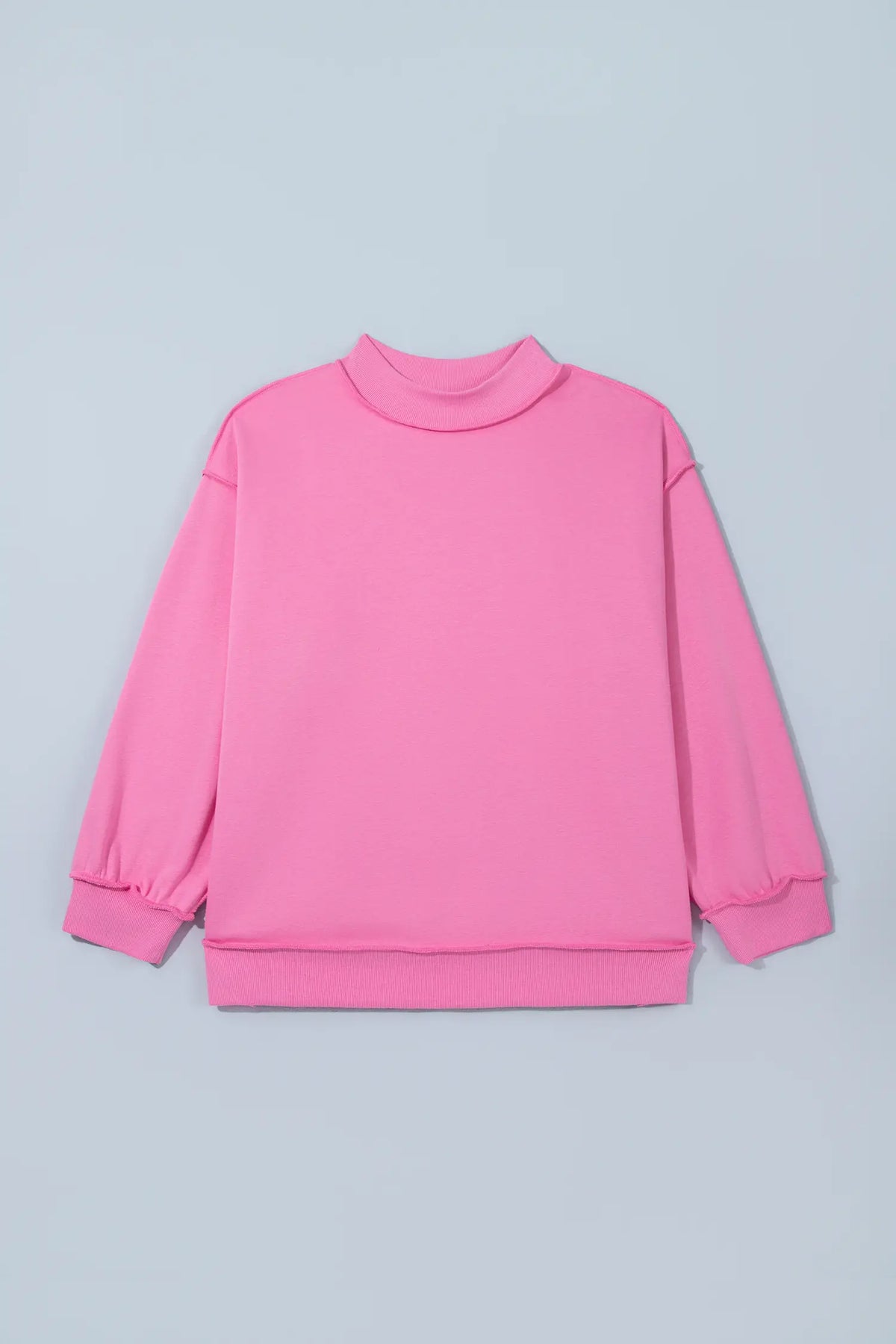 Bright Pink Exposed Seam Detail Reversible Double Wear Plus Size Sweatshirt