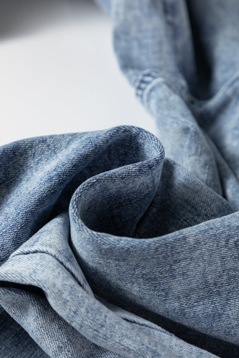 Acid Wash Exposed Seam Drawstring Elastic Waistband Jeans - eAura