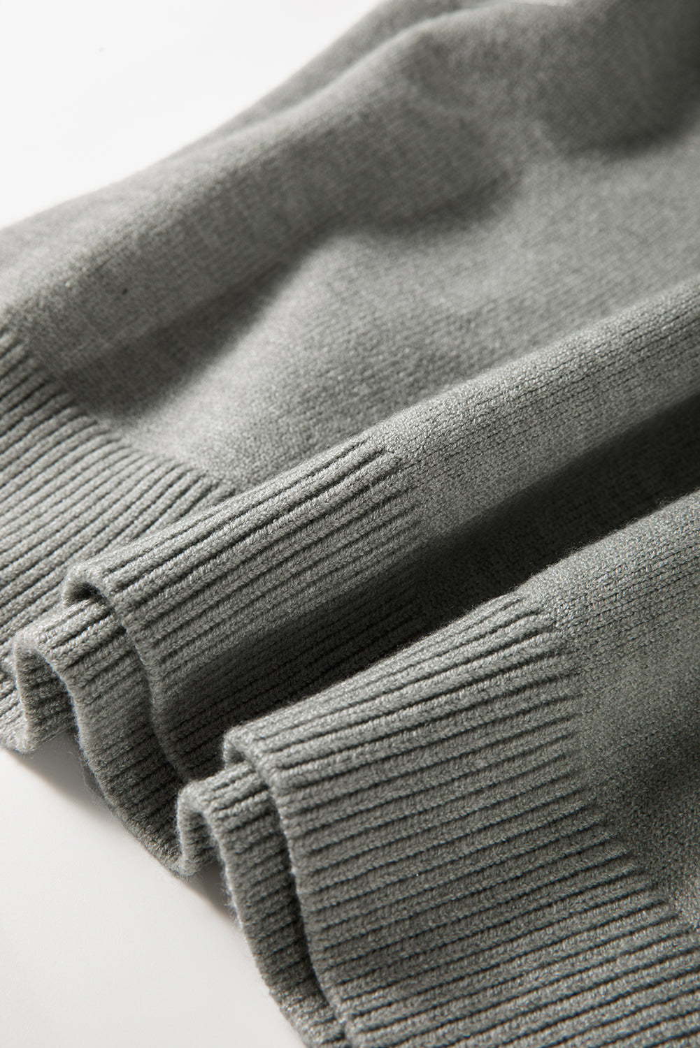 Light Grey Pearled Drop Shoulder Round Neck Sweater eAura