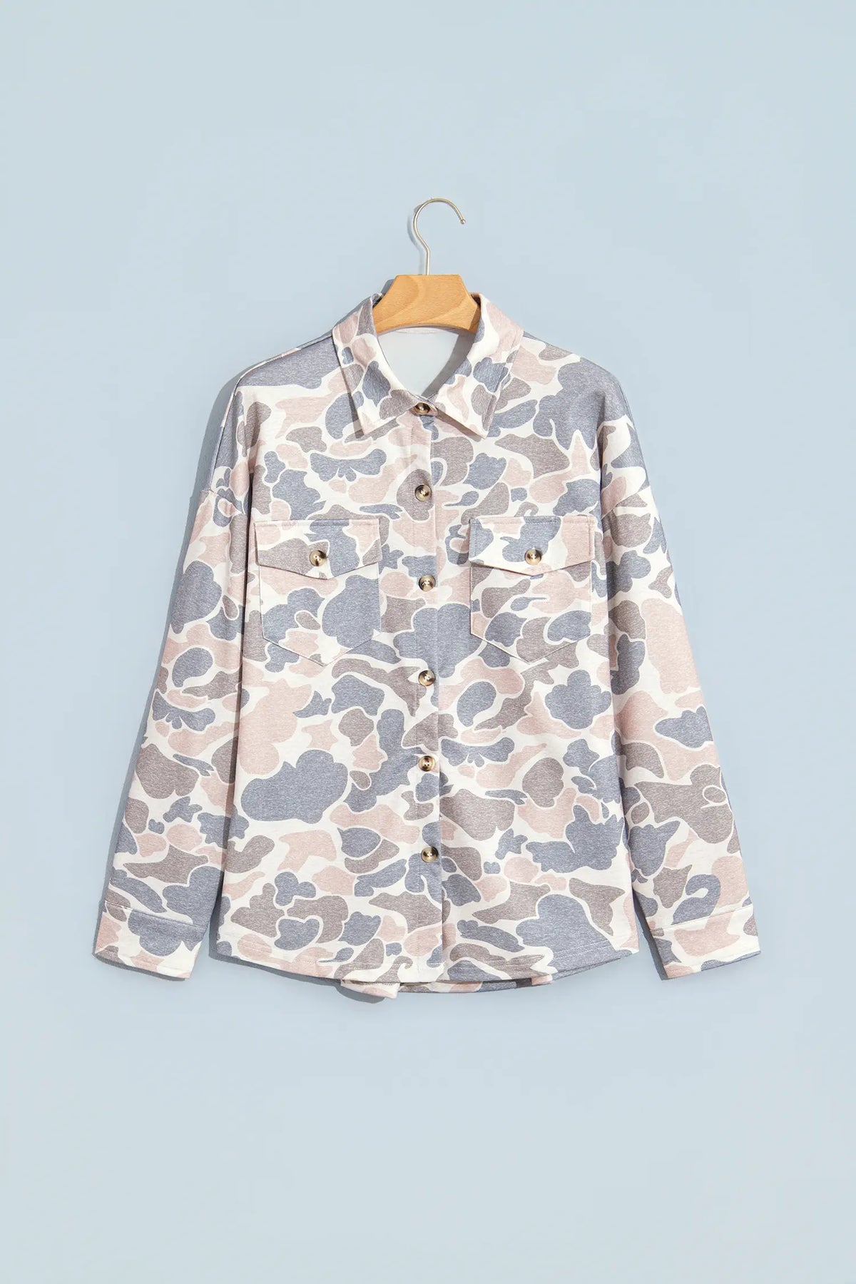 Tunic Shacket Button-Down Camouflage