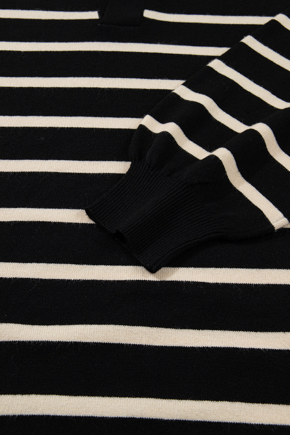 Striped Polo Collar Puff Sleeve Sweater Mini Dress eAura
