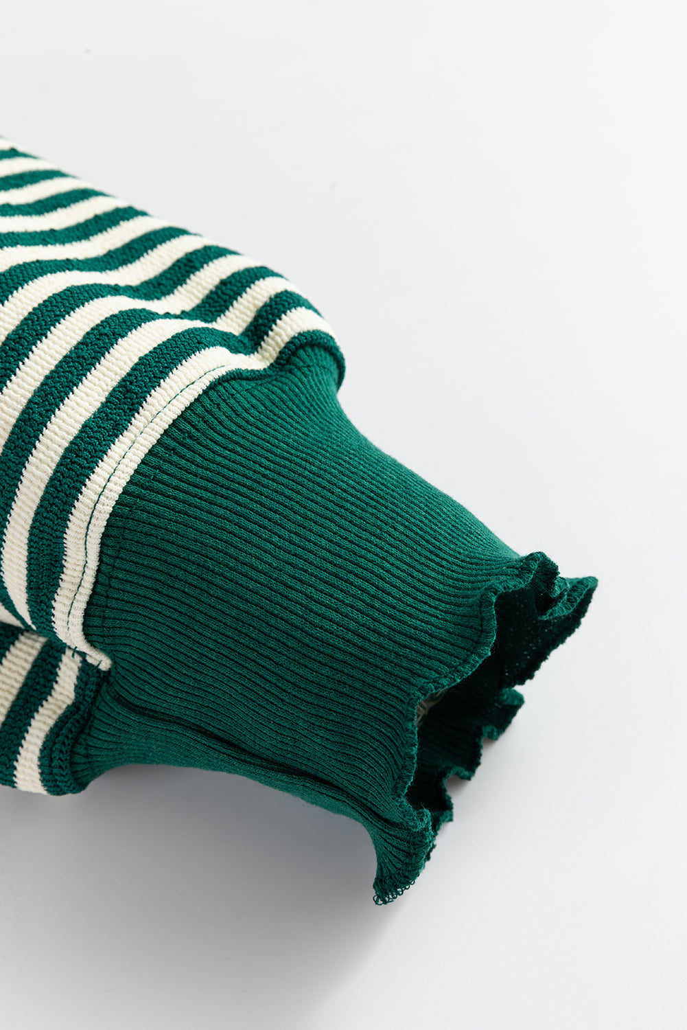 Green Stripe Loose Drop Shoulder Long Sleeve Top BB Fashion Outlet