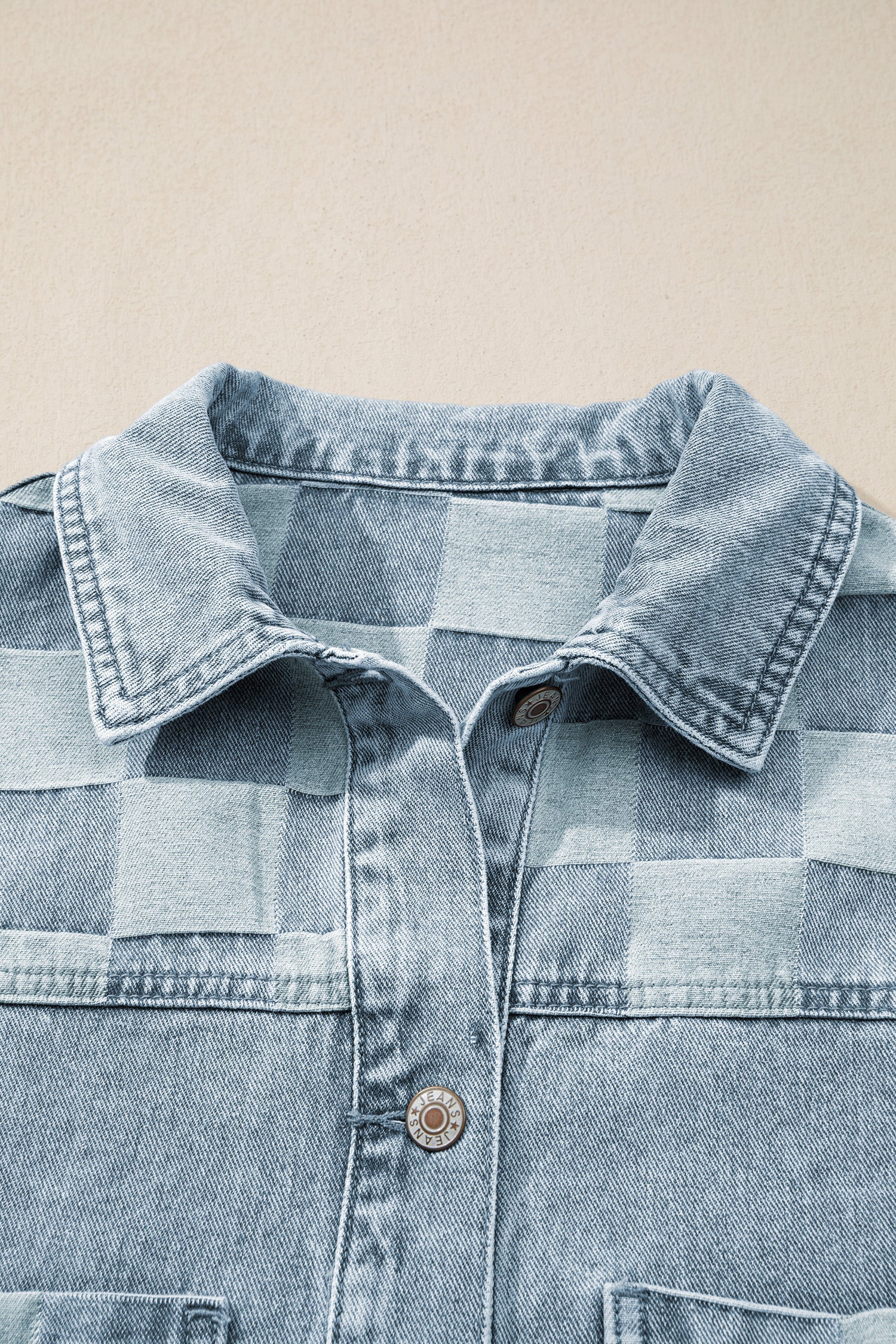 Denim Checkered Pattern Patchwork Casual Jacket - Outerwear/Denim jackets