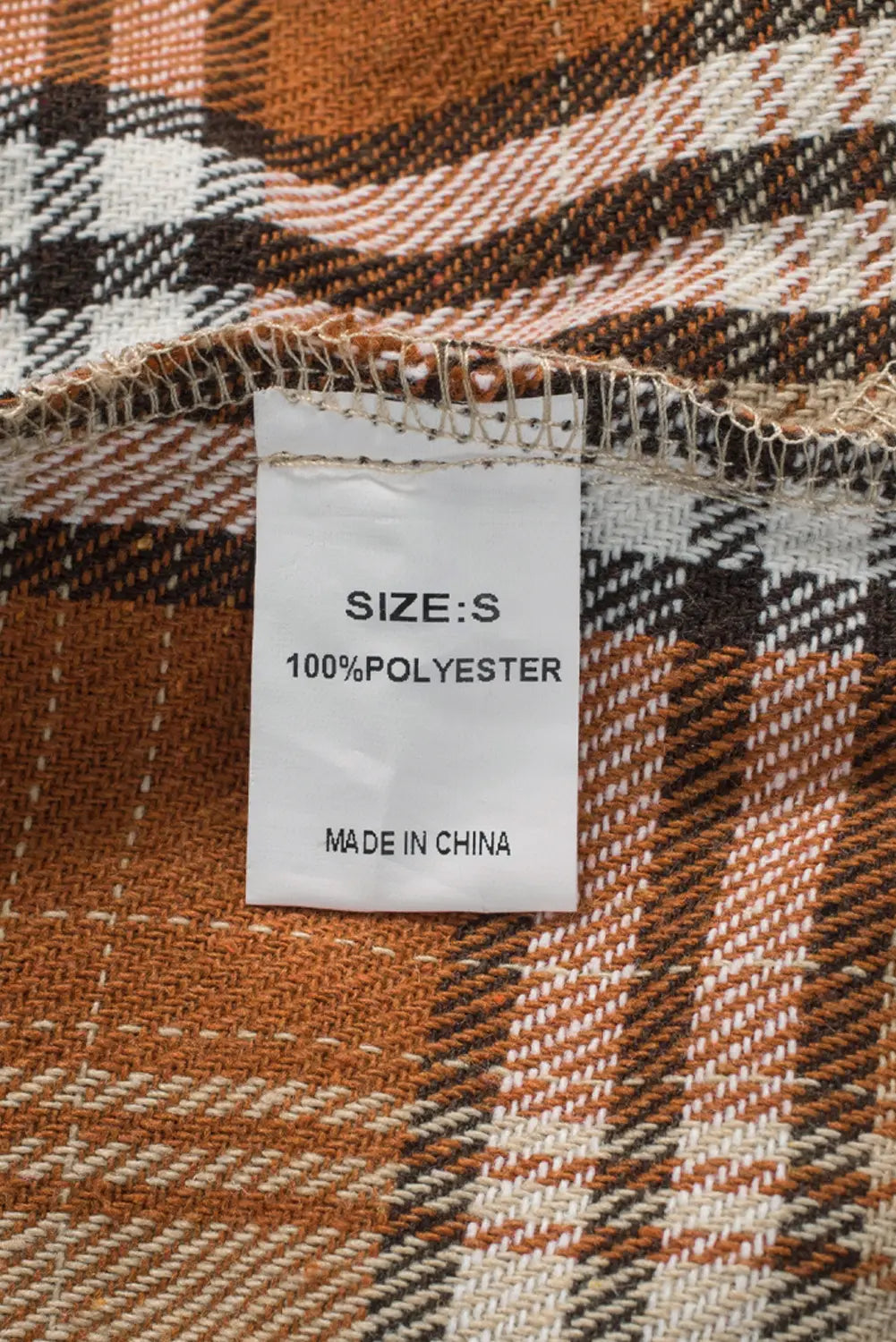 Orange Plaid Colour Block Patchwork Shirt Jacket with Pocket