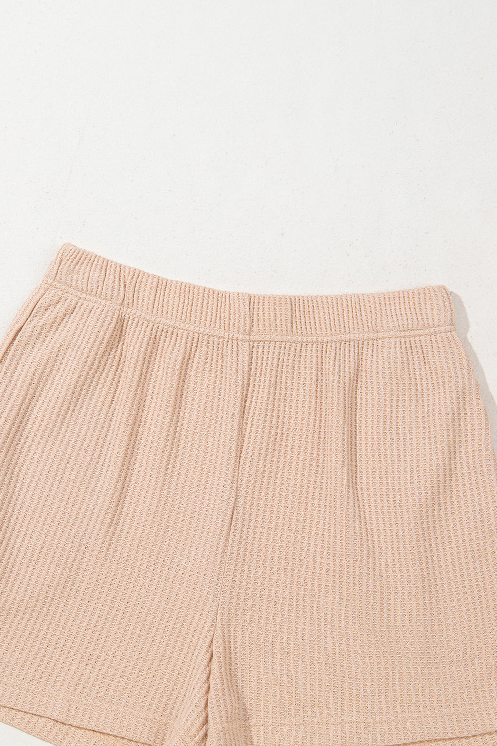 Light French Beige Cactus Forest Waffle Tee Short Co-ord Set eAura