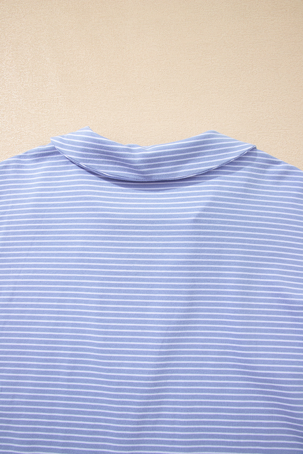 Sky Blue Stripe Dolman Sleeve Polo Shirt and Drawstring Shorts Set eAura