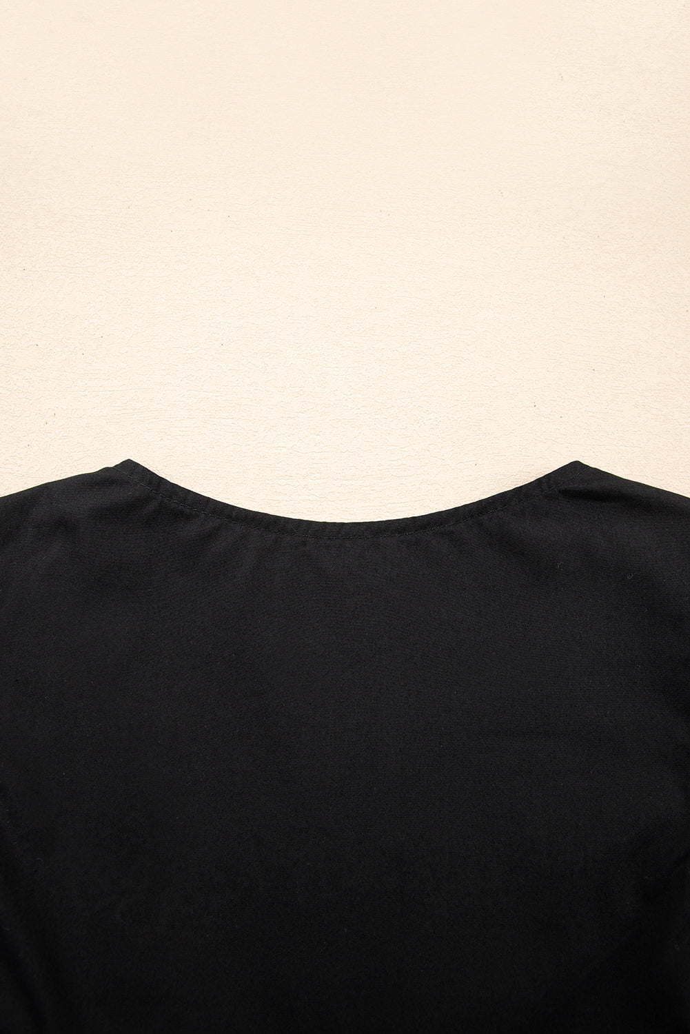 Black Contrast Ricrac Trim Ruffled V Neck Peplum Top eAura