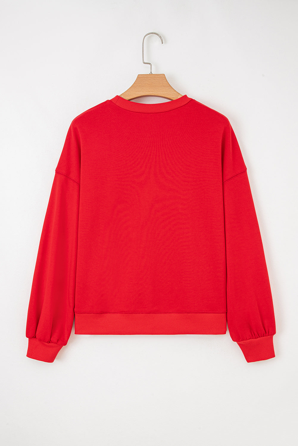 Fiery Red How Bout Them Dawgs Embroidered Script Balloon Sleeve Sweatshirt - eAura