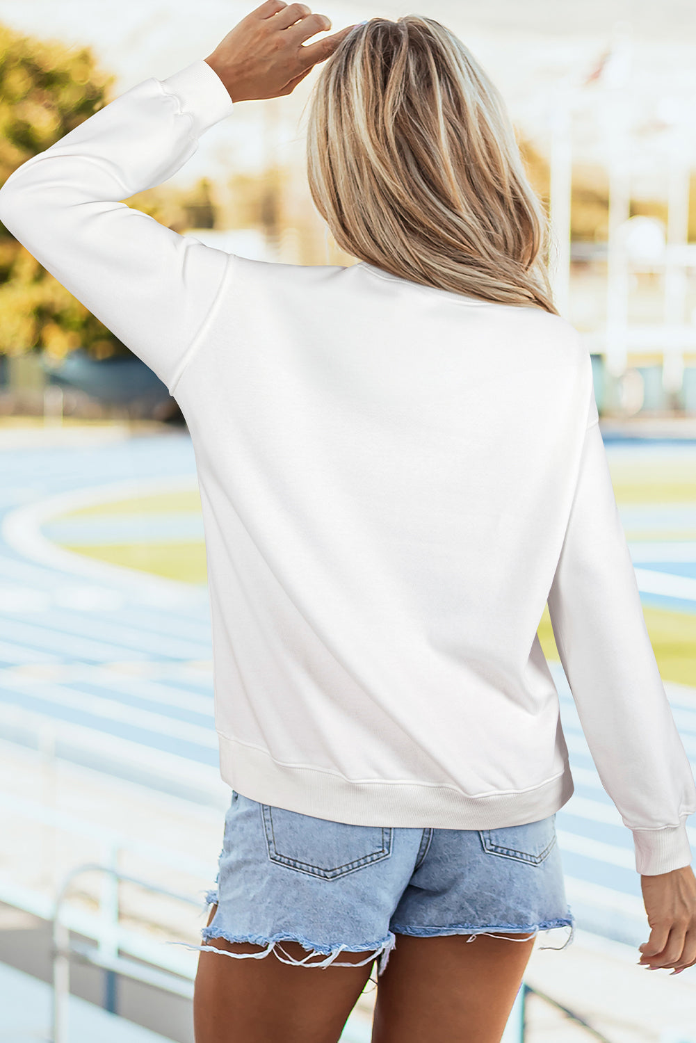 White American Flag Graphic Drop Shoulder Loose Sweatshirt eAura