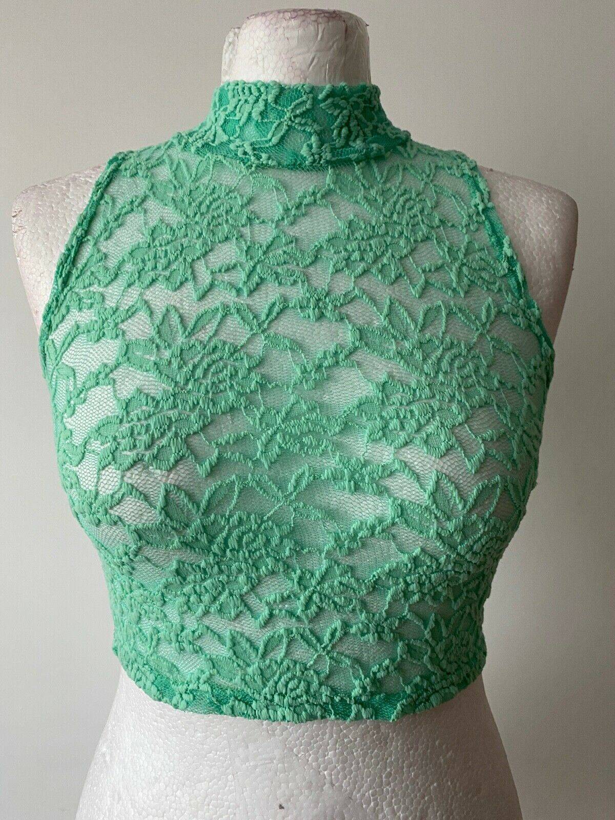 Boohoo Faith Lace Sleeveless Crop Top Green or Pink Sizes: 8, 10 & 12 - BB Fashion Outlet