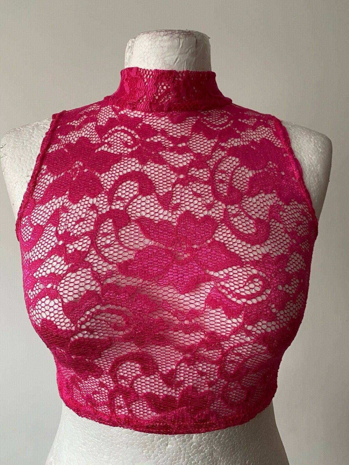 Boohoo Faith Lace Sleeveless Crop Top Green or Pink Sizes: 8, 10 & 12 - BB Fashion Outlet