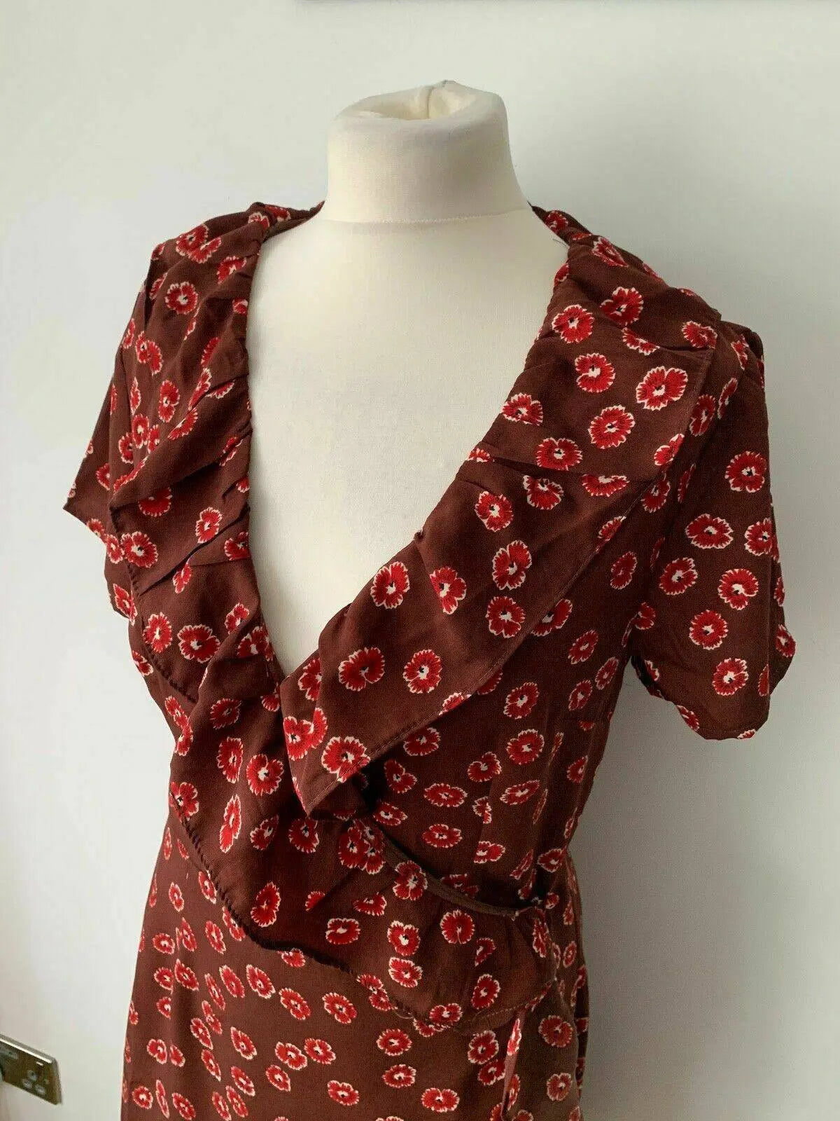 Brave Soul leandra wrap dress with frill in ditsy print XS 6 / S 8 / M 10 / L 12 - Beagle Boutique Fashion Outlet
