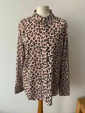 Brave Soul Blush Pink Leopard Print Long Sleeve Shirt Size XS - Beagle Boutique Fashion Outlet