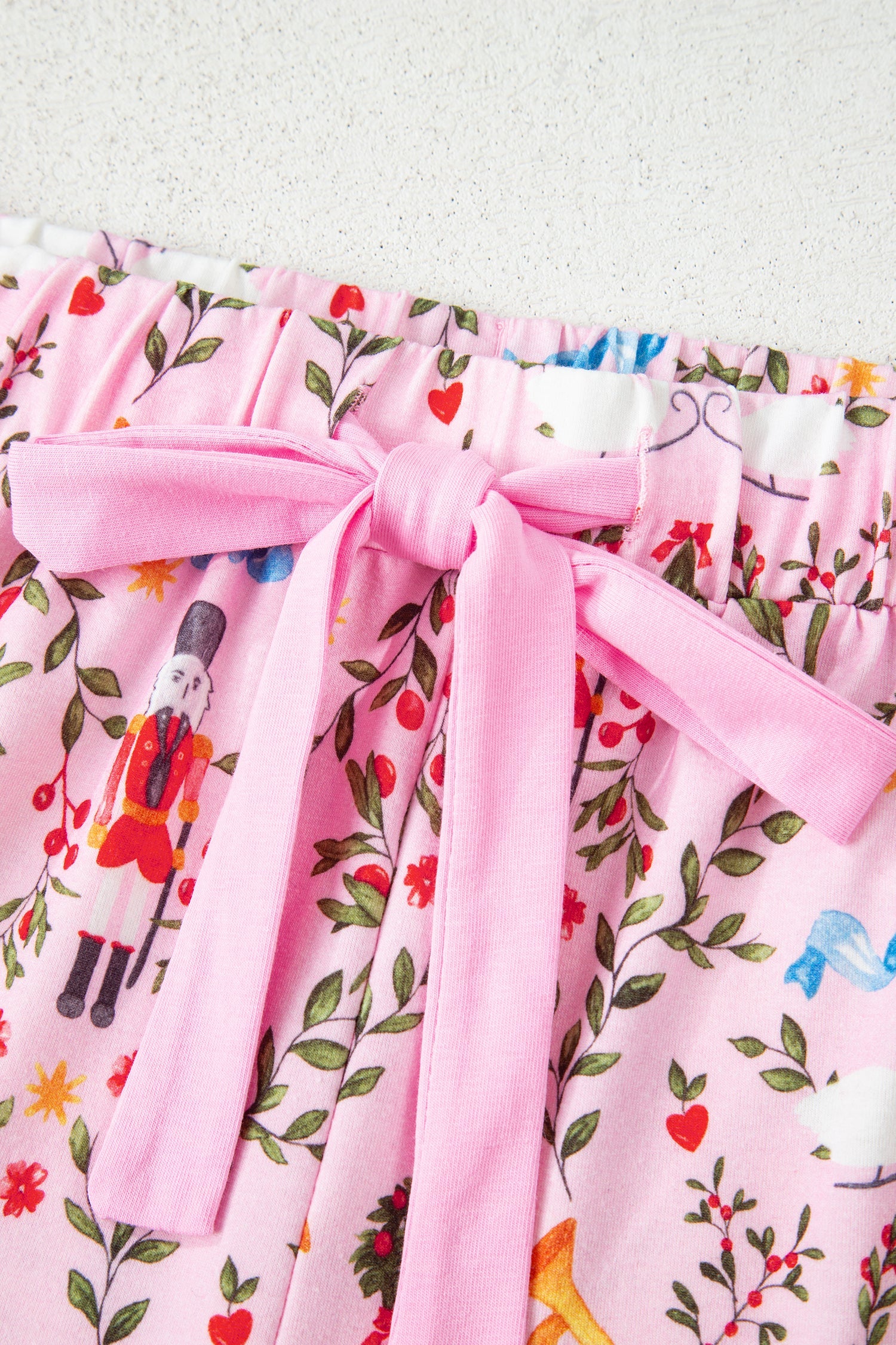 Nutcracker Doll Christmas Print Ribbon Tie Waist Short 2pcs Pajama Set - Loungewear & Sleepwear/Sleepwear