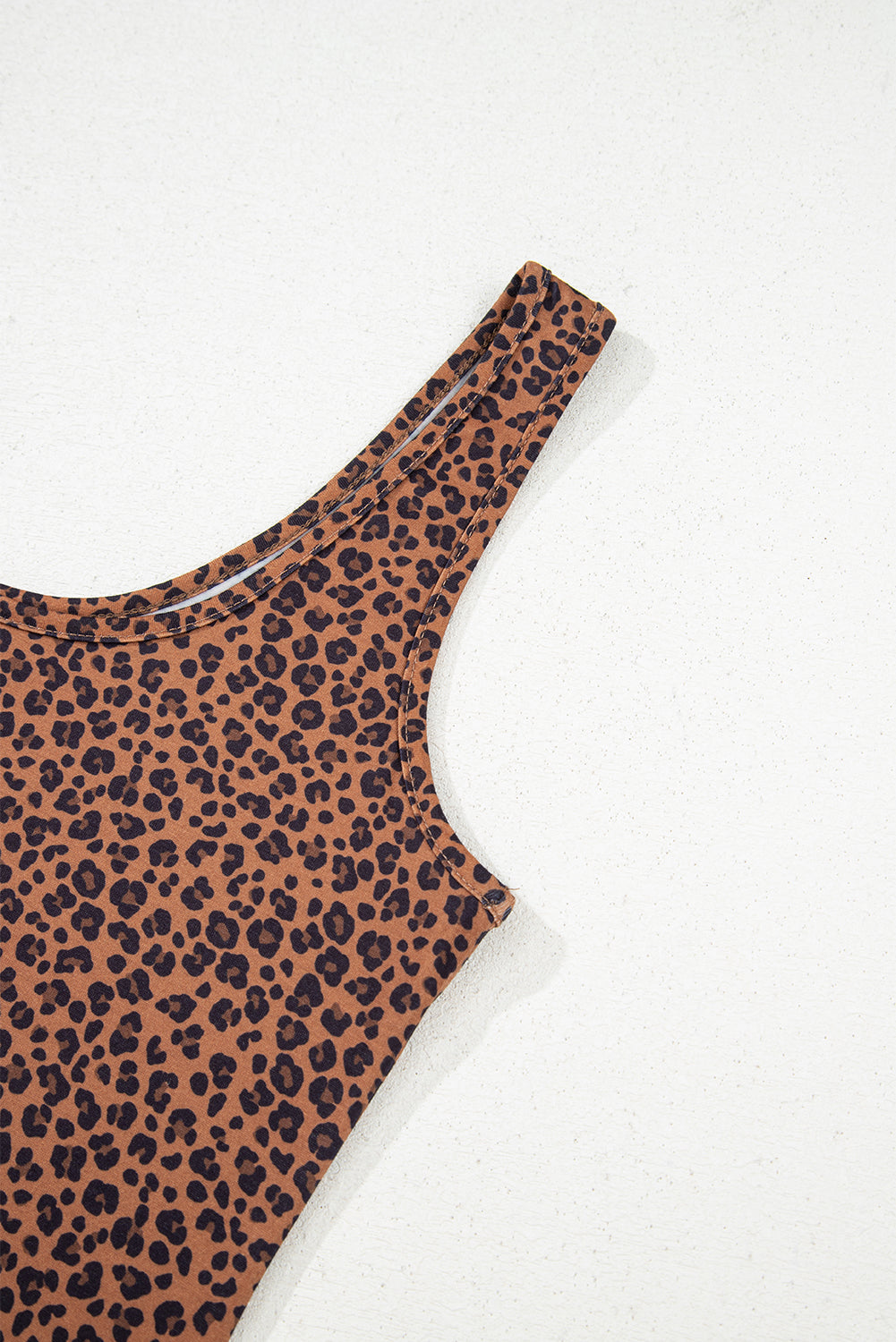 Brown Leopard Printed Sleeveless Scoop Neck Bodysuit BB Fashion Outlet