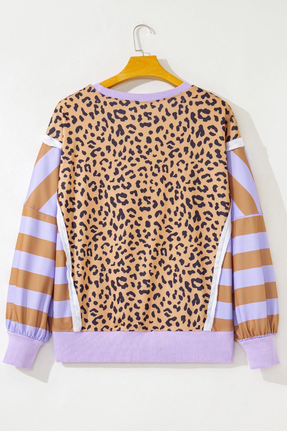 Leopard Striped Patchwork Plus Size Loose Sweatshirt eAura