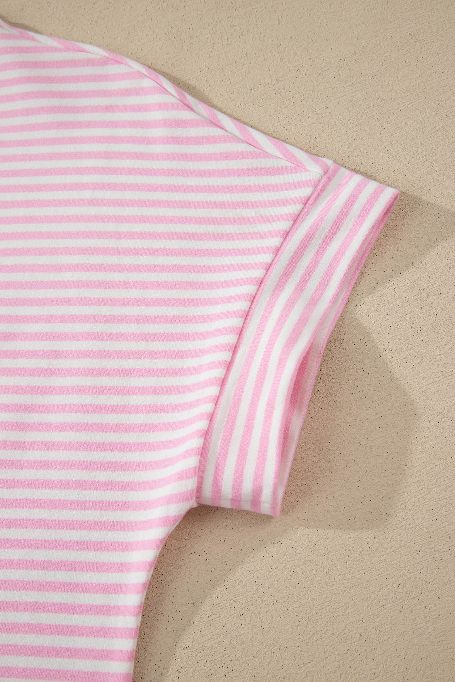 Stripe Cuffed Short Sleeve Contrast Mock Neck Tee Dress