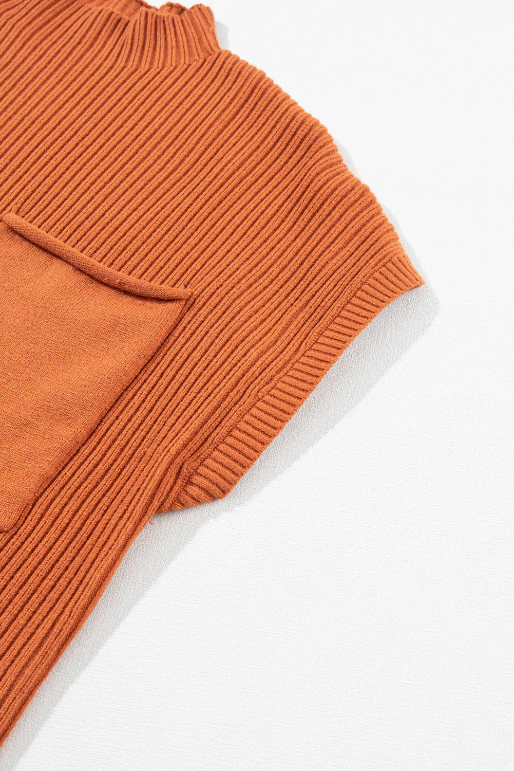 Black Patch Pocket Ribbed Knit Short Sleeve Sweater eAura